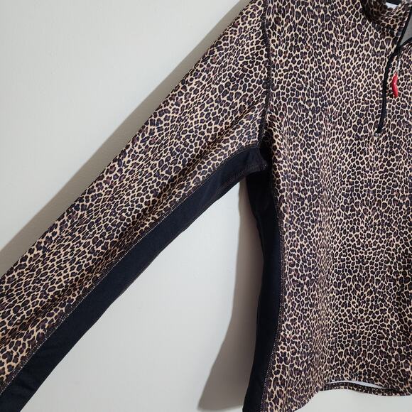Hot Chillys 1/4 zip cheetah print color block under sleeves shirt woman's size L - Picture 8 of 15